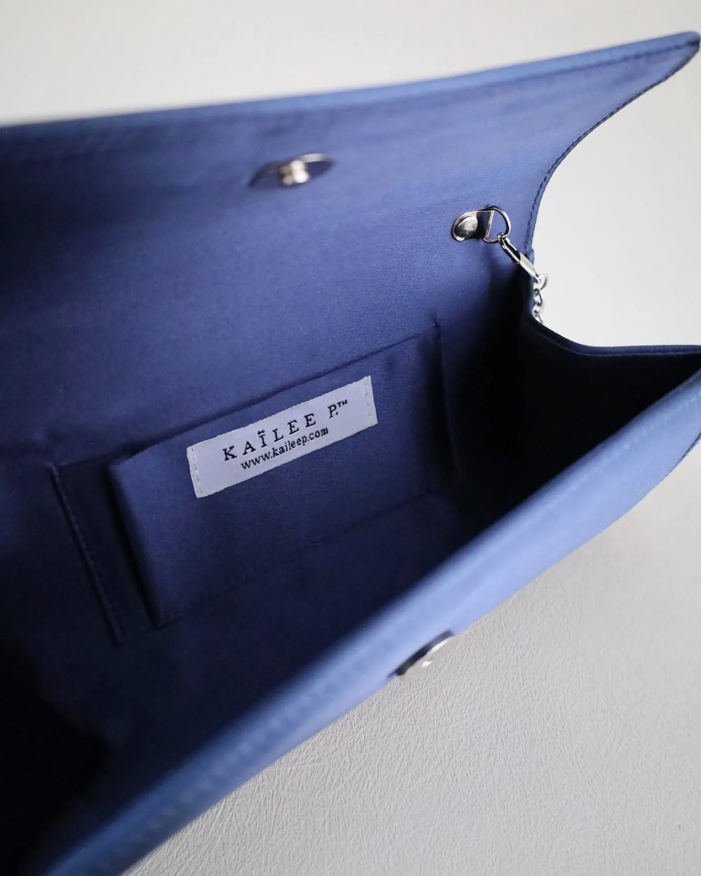Satin Evening Clutch with Butterfly Brooch