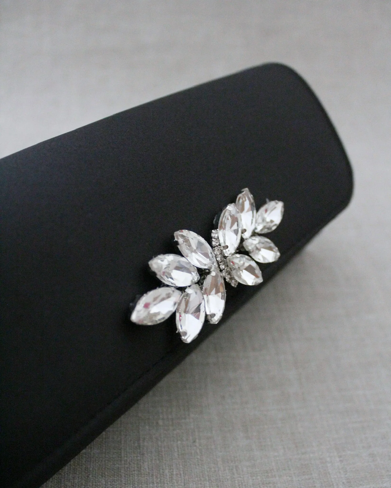 Satin Evening Clutch with Butterfly Brooch
