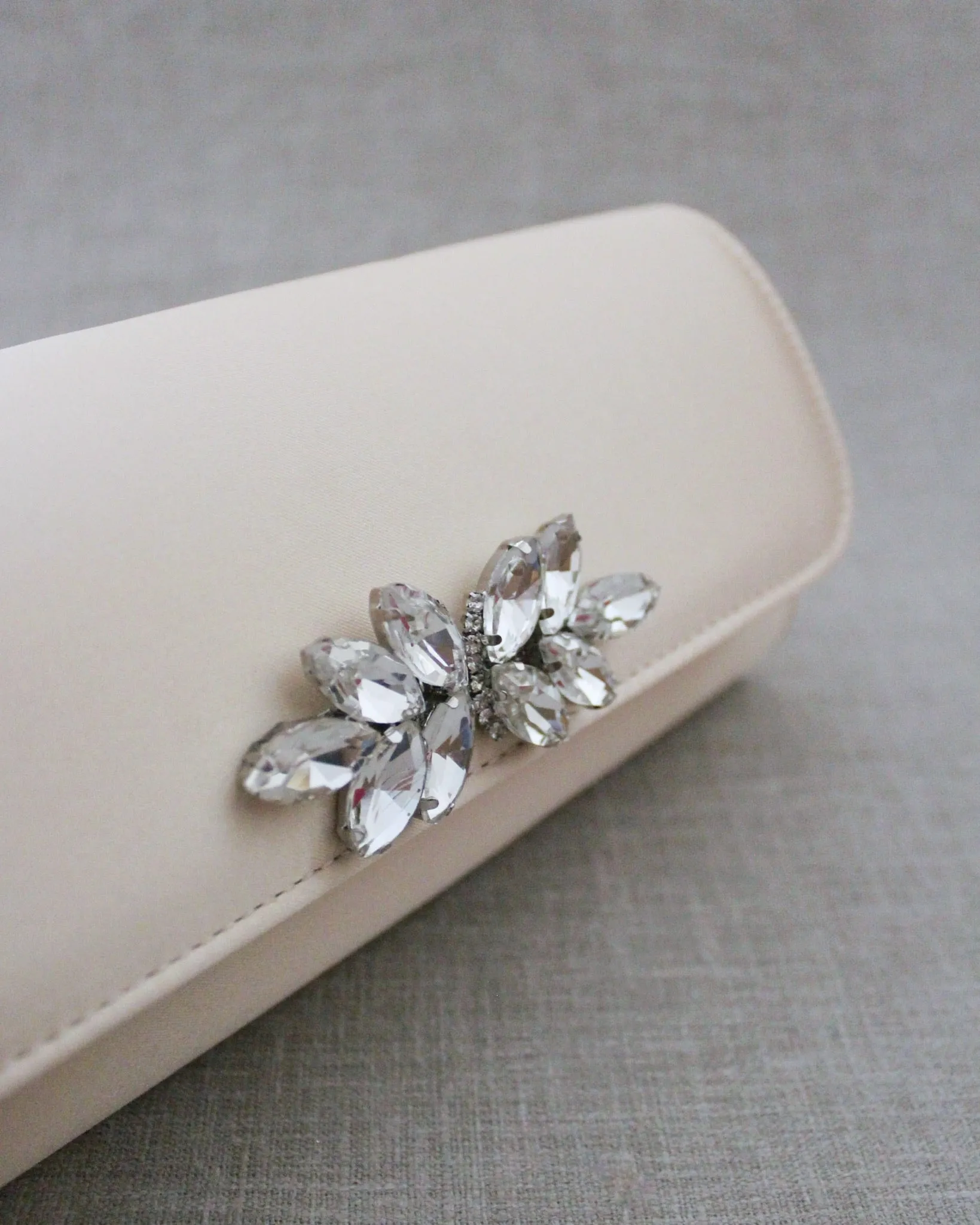Satin Evening Clutch with Butterfly Brooch
