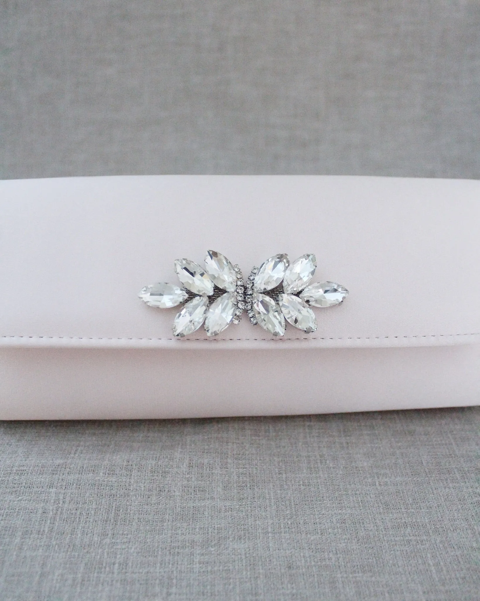 Satin Evening Clutch with Butterfly Brooch
