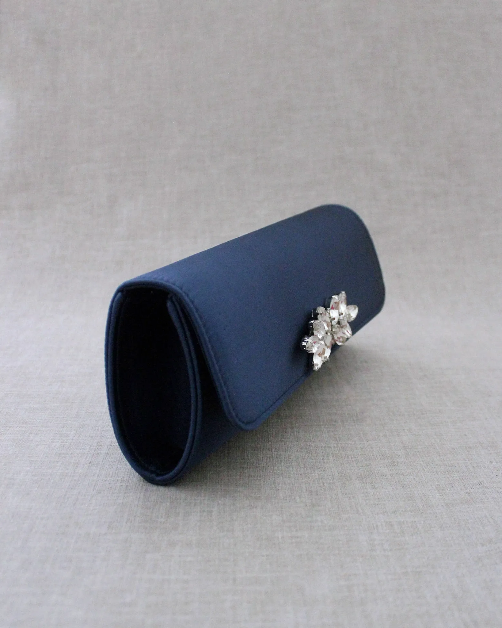 Satin Evening Clutch with Butterfly Brooch