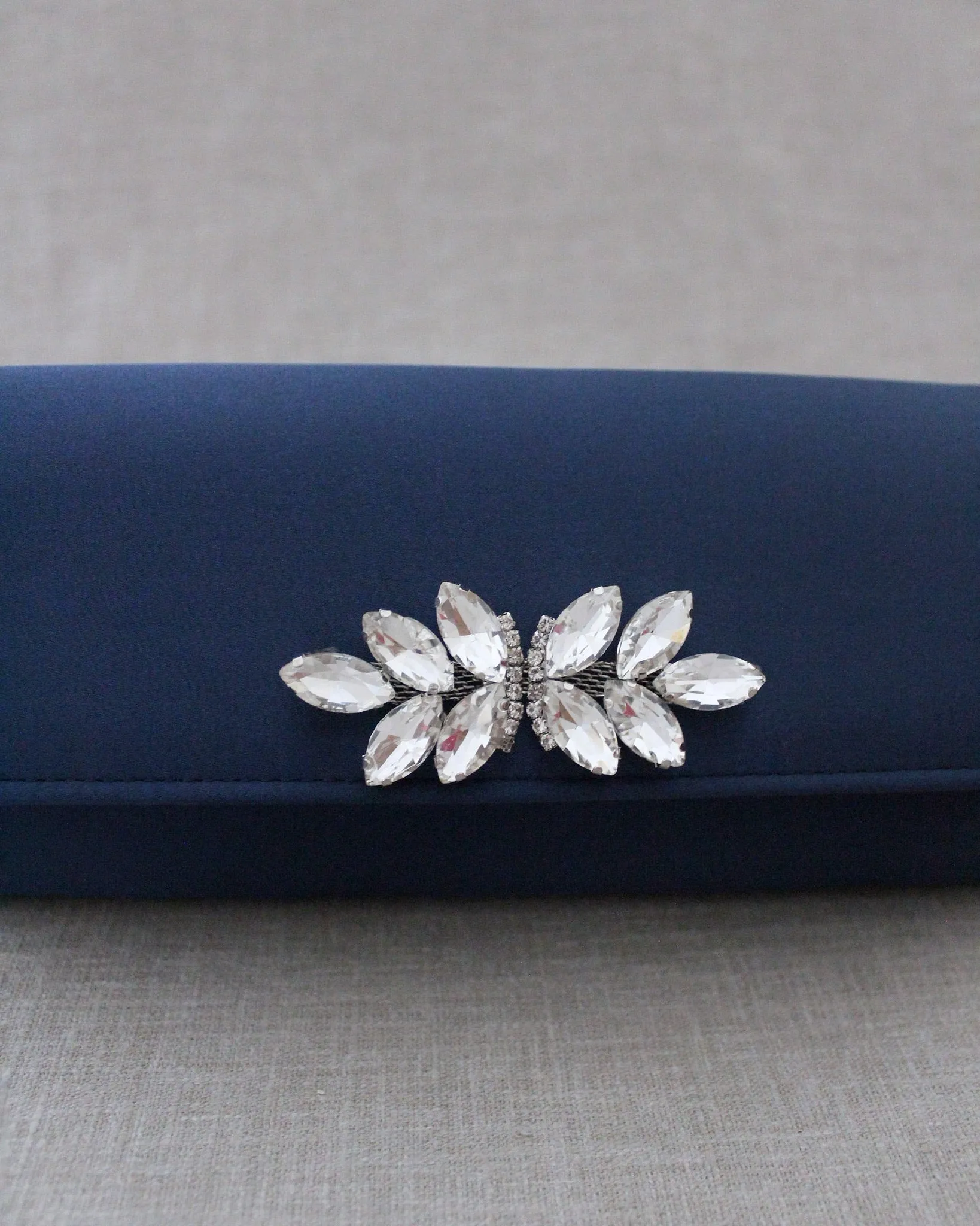 Satin Evening Clutch with Butterfly Brooch