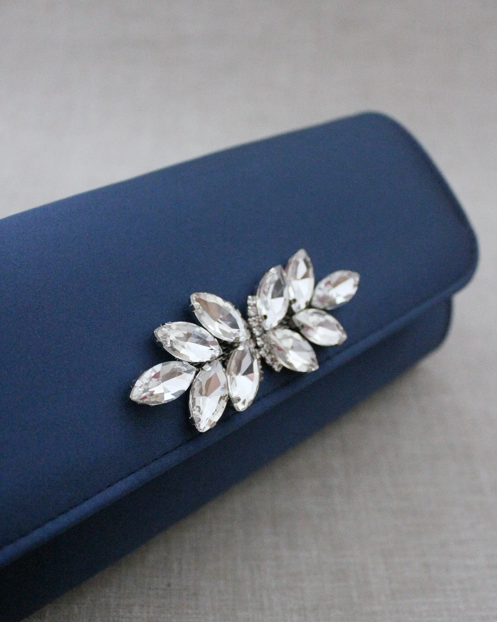 Satin Evening Clutch with Butterfly Brooch