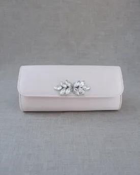 Satin Evening Clutch with Butterfly Brooch