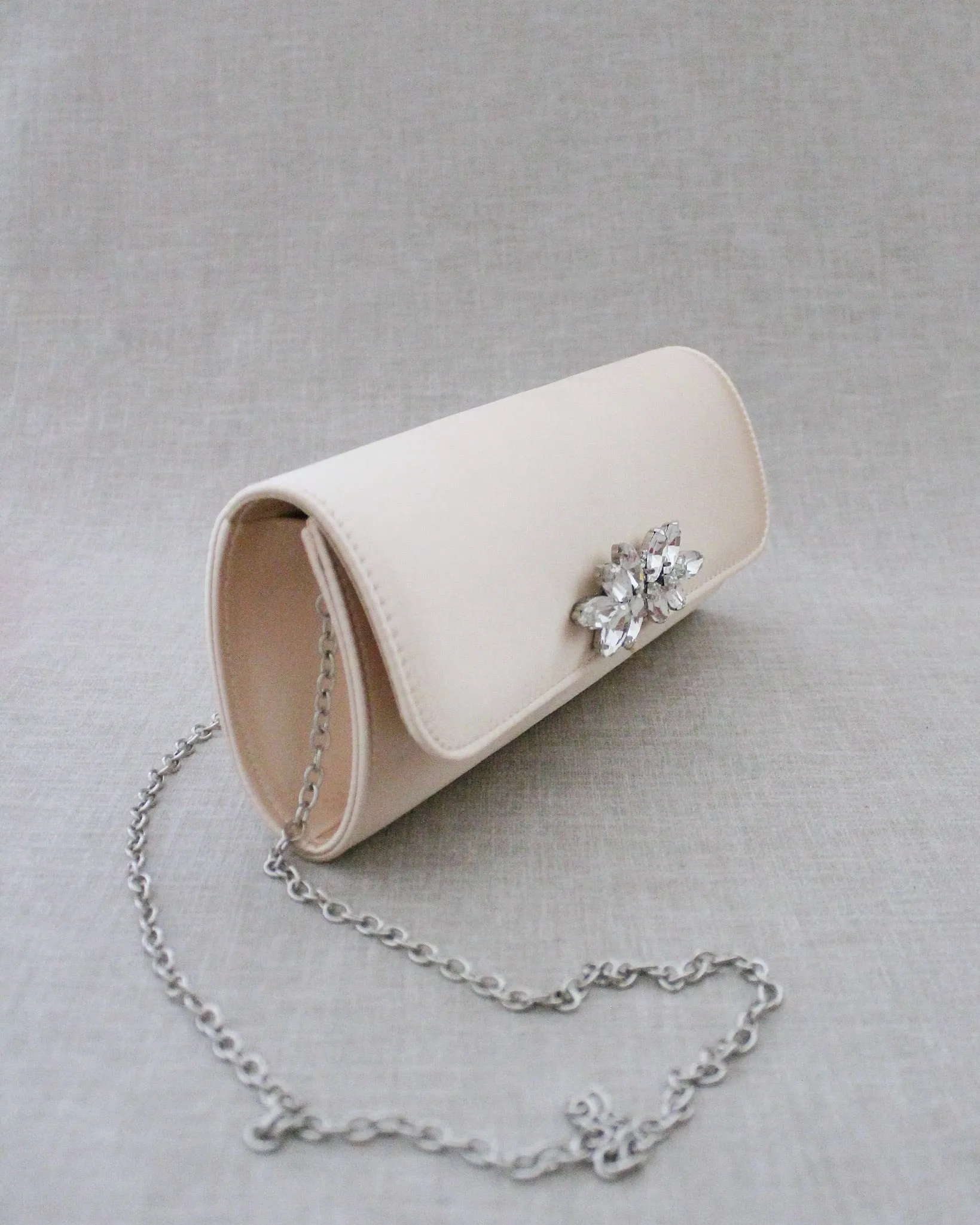 Satin Evening Clutch with Butterfly Brooch