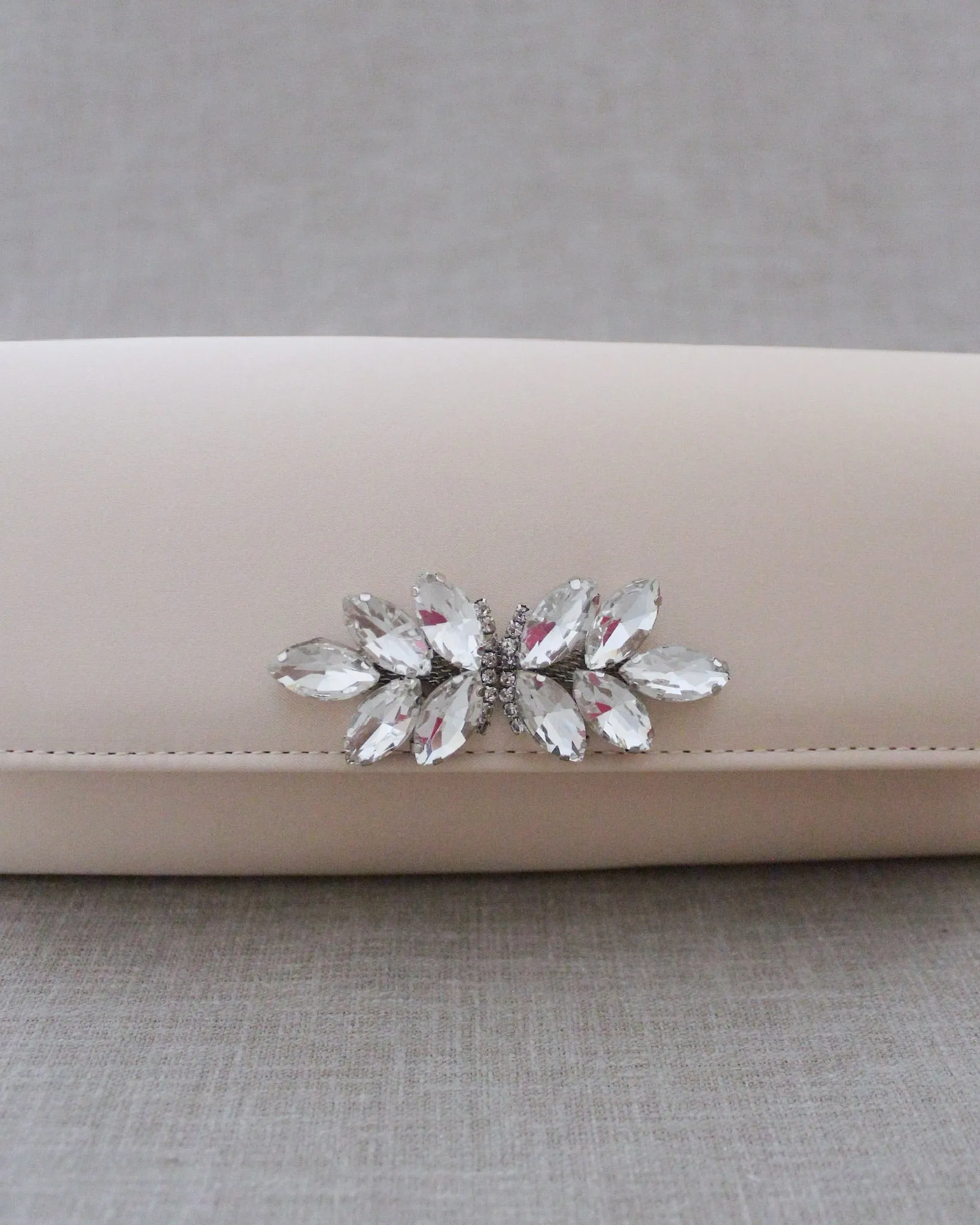 Satin Evening Clutch with Butterfly Brooch