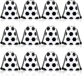 Shappy 12 Pieces Drawstring Bags Bulk Small Sport Goodie Bags Snack Treat Backpack for Ball Birthday Party Favor Team Gifts(Soccer,7 x 10 Inch)