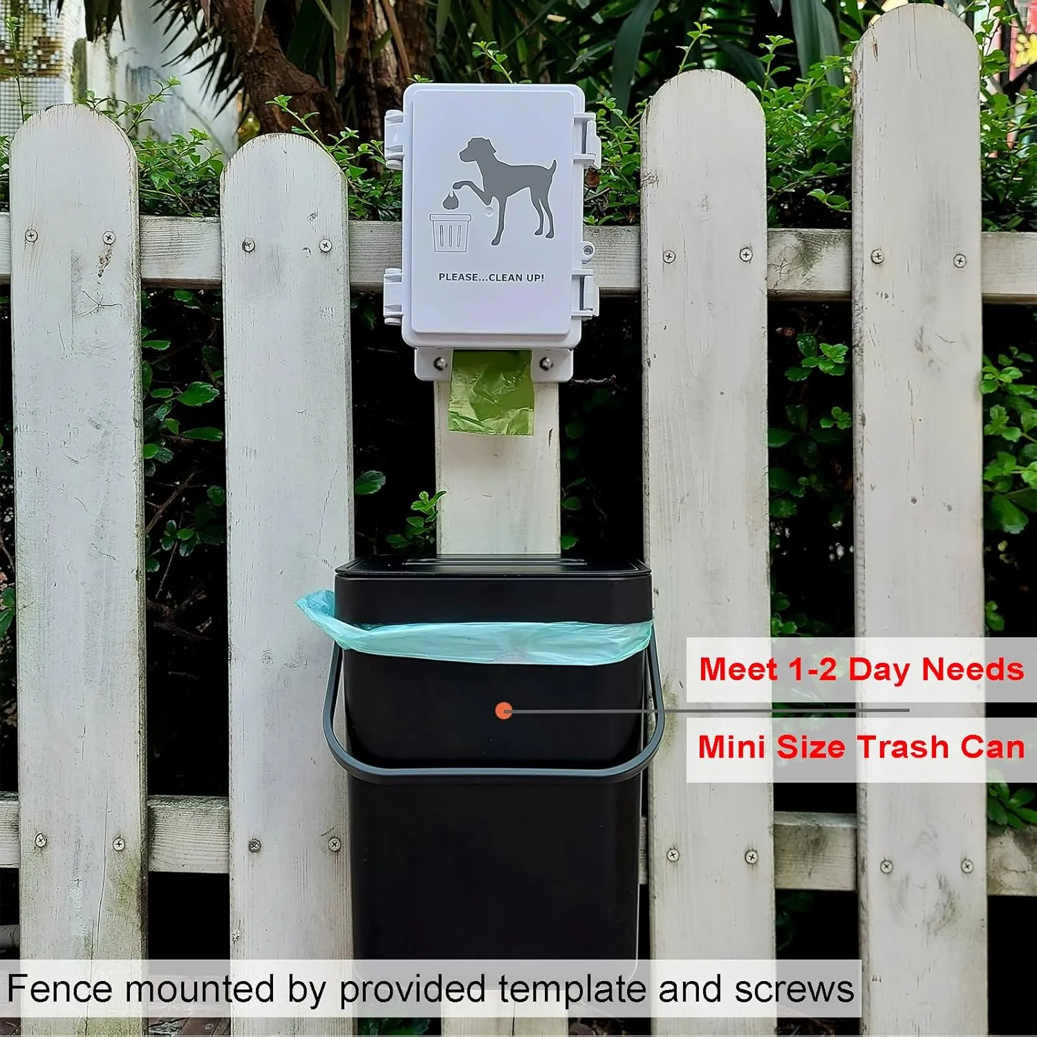 Small Dog Waste Station for Home 1.3Gallon/5L Mountable Doggie Trash Can Outdoor or Indoor Poop Bag Dispenser Wall Mounted 120 Count Pickup Bags 1 Trash Liner Roll (Mini Bucket   Dispenser   Bags)