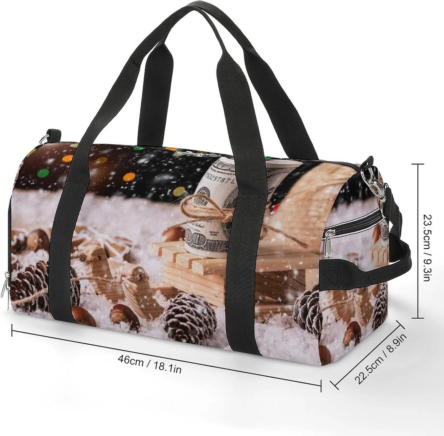 Sport Gym Duffel with Shoe Compartment Wet Pocket, Money-christmas Shoulder Travel Bag for Women Men, style-3
