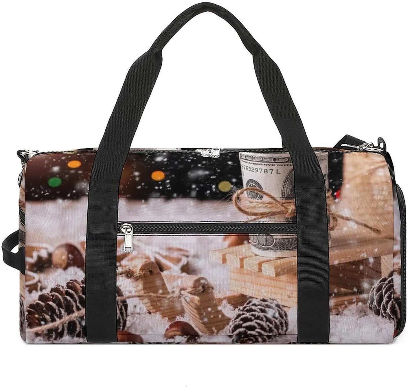 Sport Gym Duffel with Shoe Compartment Wet Pocket, Money-christmas Shoulder Travel Bag for Women Men, style-3