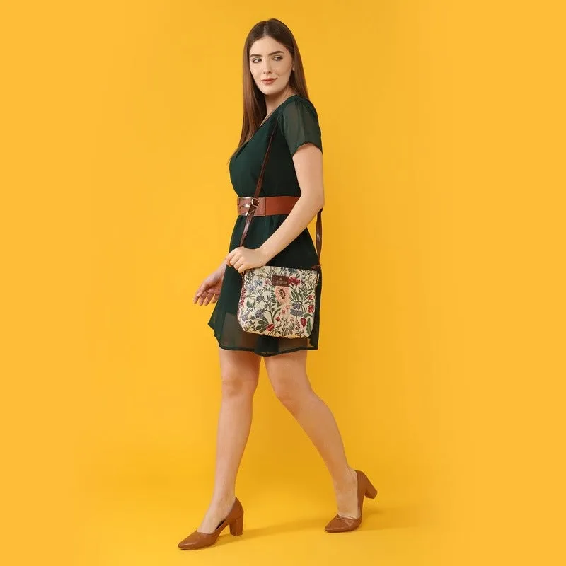 THE CLOWNFISH Linda Series Sling for Women Casual Ladies Single Shoulder Bag For Women Crossbody Bag for College Girls (Magenta-Floral)