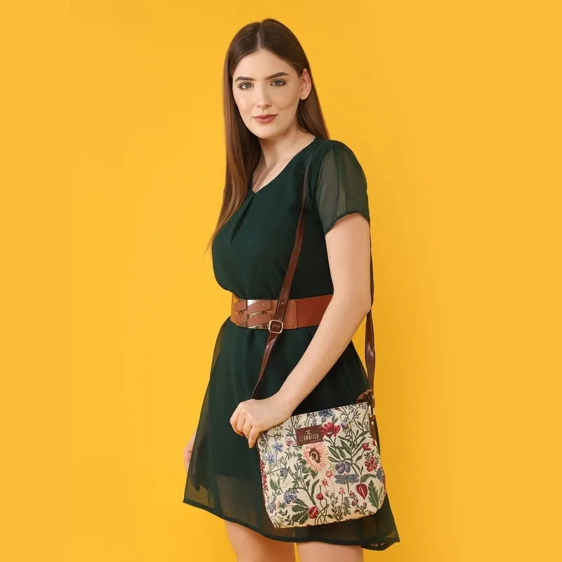 THE CLOWNFISH Linda Series Sling for Women Casual Ladies Single Shoulder Bag For Women Crossbody Bag for College Girls (Magenta-Floral)