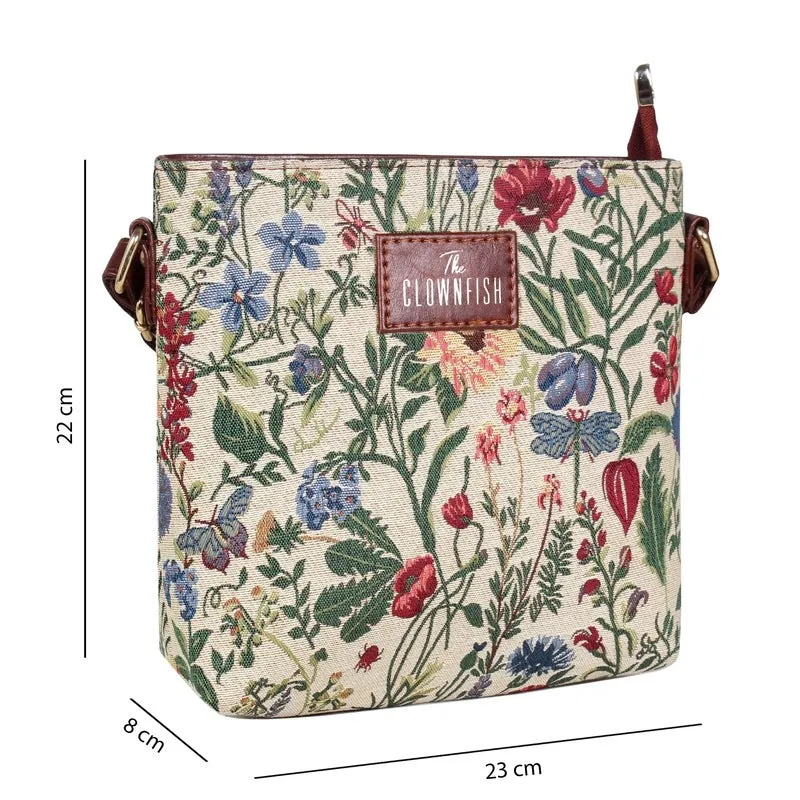THE CLOWNFISH Linda Series Sling for Women Casual Ladies Single Shoulder Bag For Women Crossbody Bag for College Girls (Magenta-Floral)