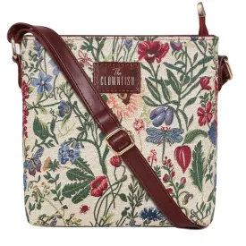 THE CLOWNFISH Linda Series Sling for Women Casual Ladies Single Shoulder Bag For Women Crossbody Bag for College Girls (Magenta-Floral)