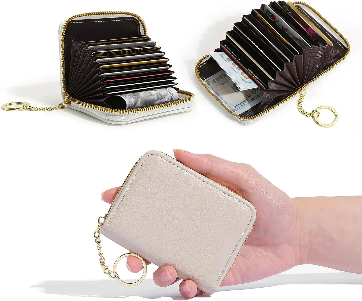 TOBVZOO Belt Bag with Keychain Card Wallet for Women Men, Everywhere Fanny Pack Crossbody Bags with Adjustable Strap, Mini Fashion Waist Packs (Beige with Keychain Wallet)