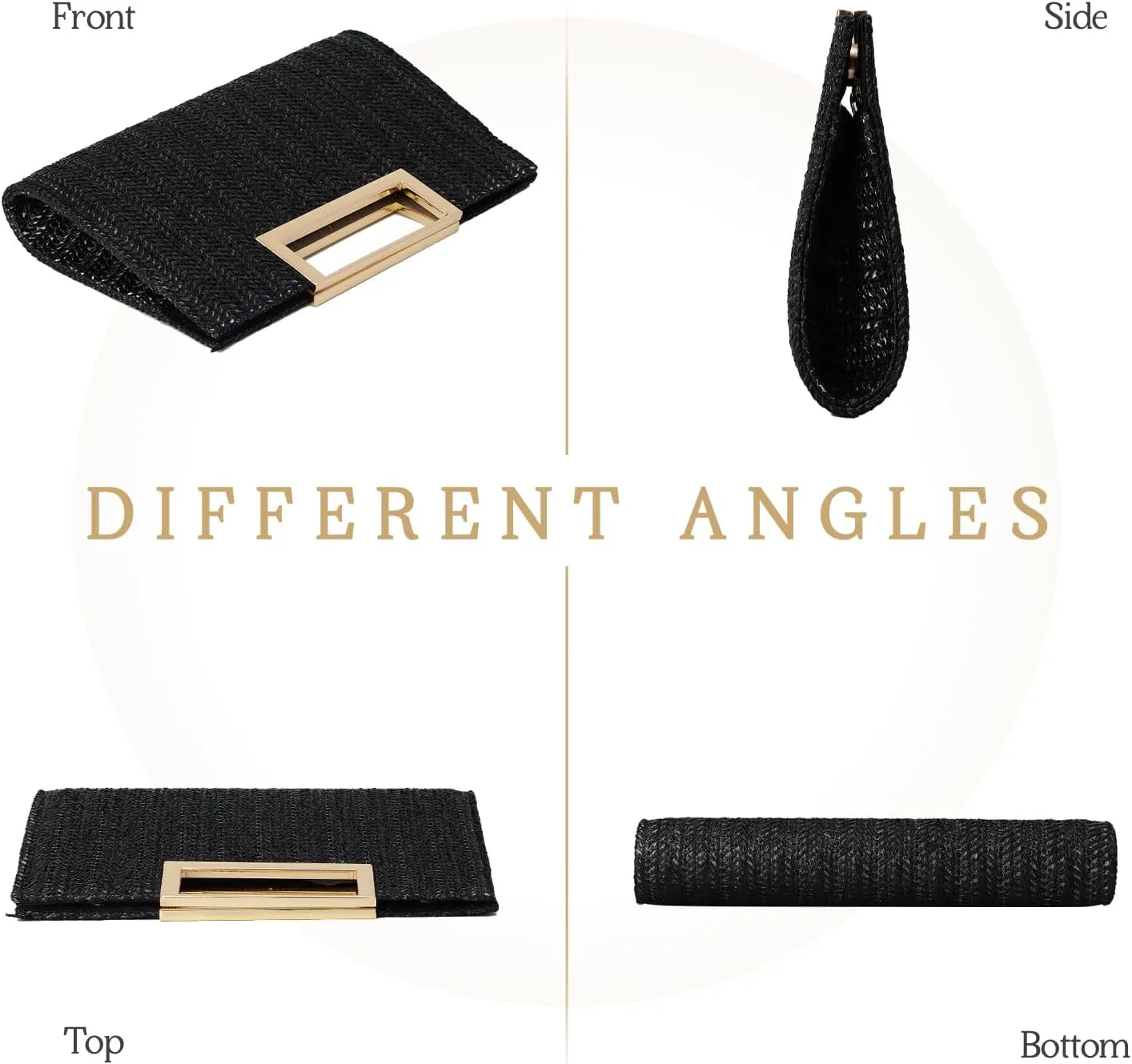 Top Handle Straw Clutch for Women Summer Clutch Straw Evening Bag Raffia Crossbody Purses Woven Beach Clutch