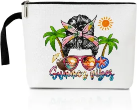 Tropical Beach Makeup Bag for Women, Beach Life Make Up Bag Zipper Cosmetic Travel Toiletry Pouch, Summer Vacation Travel Holiday Gifts for Women, Mom, Sister, Bestie Organizer Purse -12