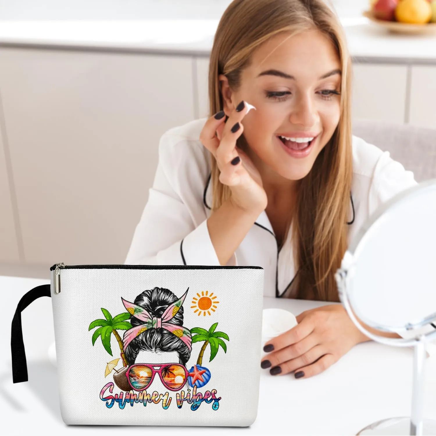 Tropical Beach Makeup Bag for Women, Beach Life Make Up Bag Zipper Cosmetic Travel Toiletry Pouch, Summer Vacation Travel Holiday Gifts for Women, Mom, Sister, Bestie Organizer Purse -12