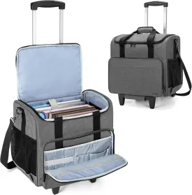 Trunab Rolling Teacher Bag, Teacher Tote Bag with Bottom Pad and Detachable Trolley, Wheeled Teacher Bag with Padded Sleeves Holds up to 15.6 Laptop